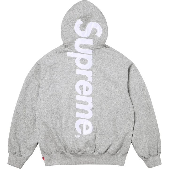 Supreme Satin Applique Hooded Sweatshirt FW25 Heather Grey Supreme Satin Applique Hooded Sweatshirt FW25 Heather Grey