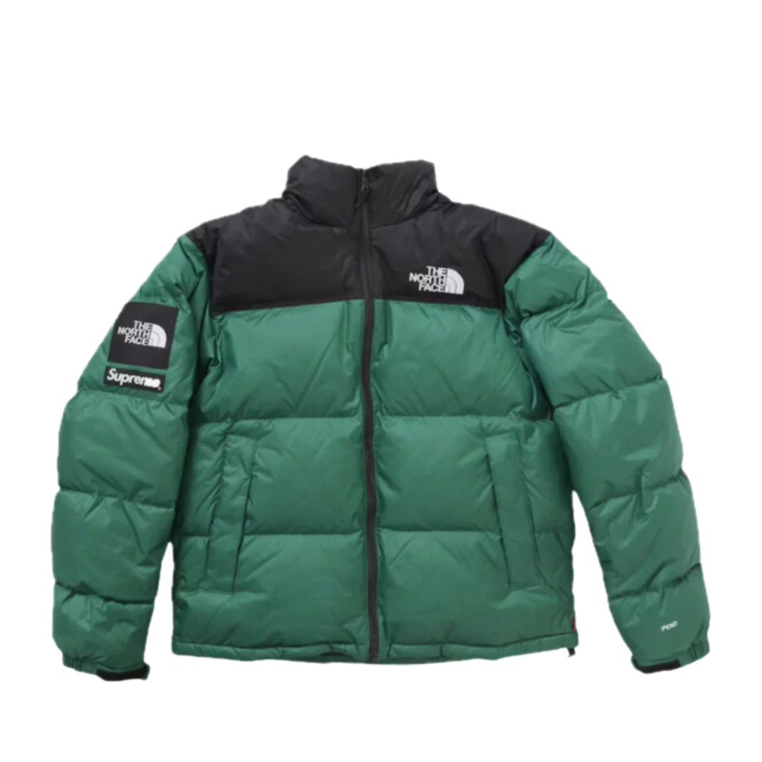 The north face supreme nuptse green Front