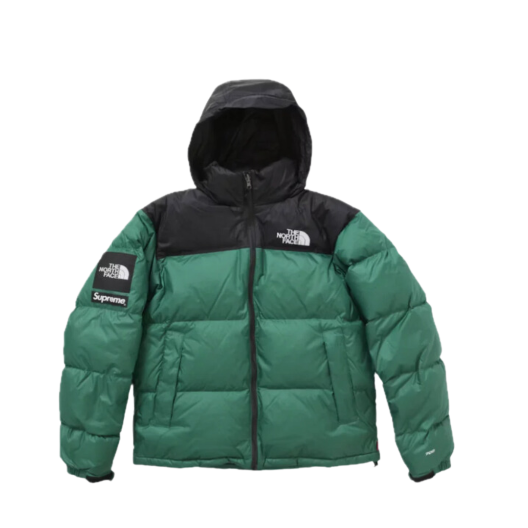 The north face supreme nuptse green hood