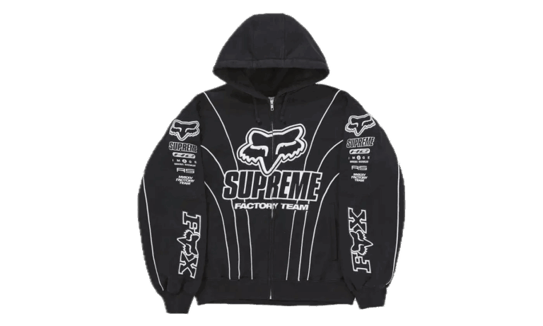 Supreme Fox Racing Zip Up Hooded Sweatshirt Black