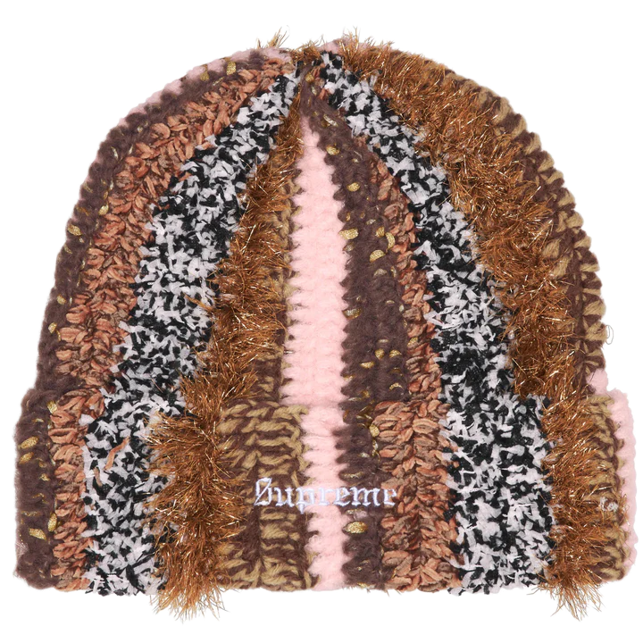 Supreme Tinsel Stripe Beanie Brown