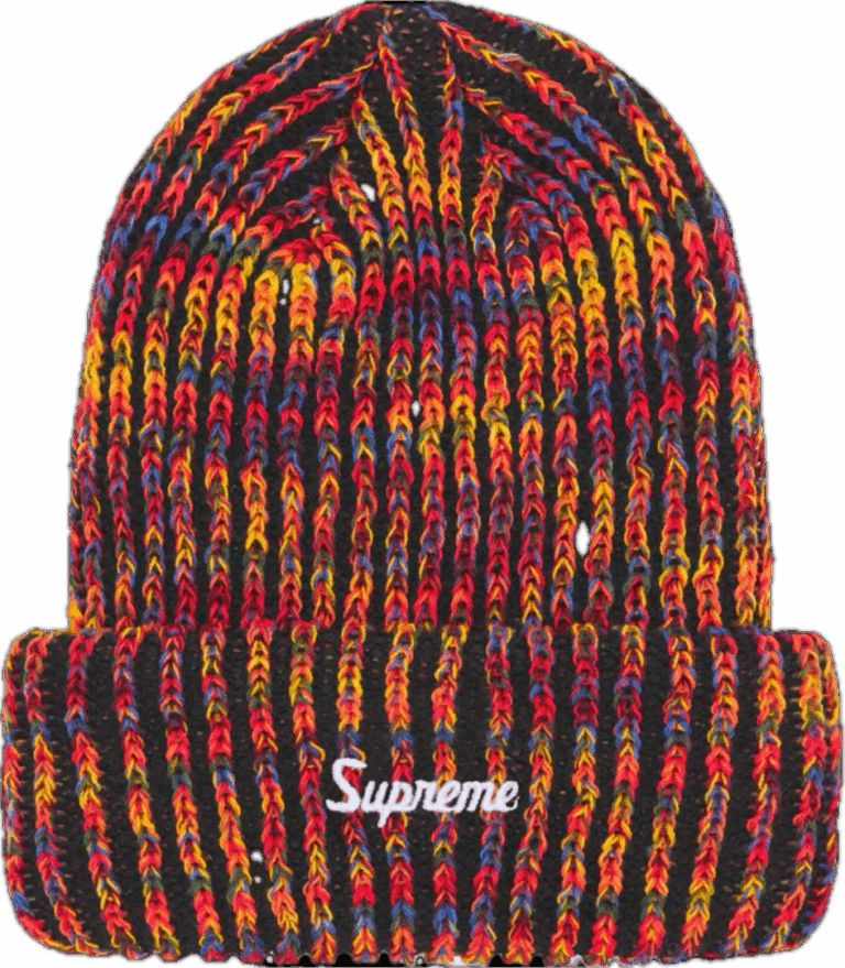 Supreme Rainbow Loose Gauge Beanie Black