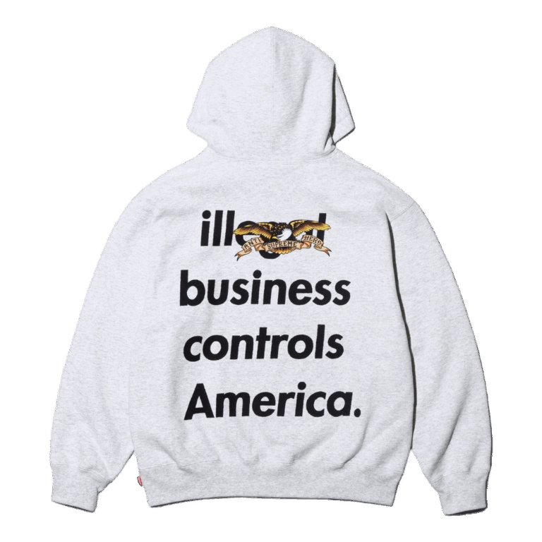 Supreme Illegal Business Controls America Hoodie Grey