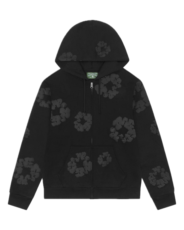 Denim Tears Mono Cotton Wreath Zip Hoodie Black