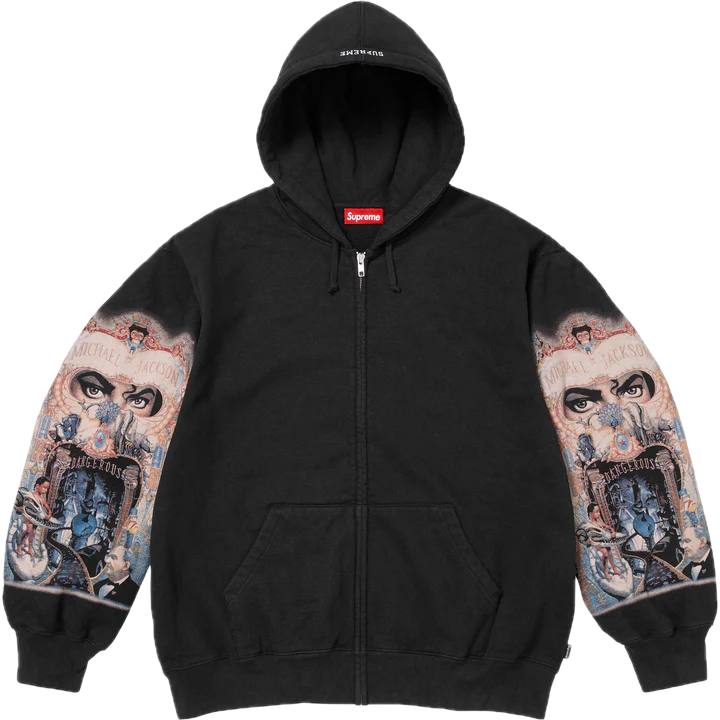 Supreme Michael Jackson Dangerous Zip Up Hooded Sweatshirt Black