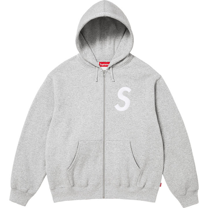 Supreme S Logo Zip Up Hooded Sweatshirt Heather Grey
