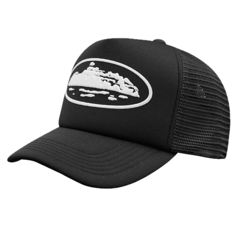 Corteiz Island Puff Print Trucker Hat Black