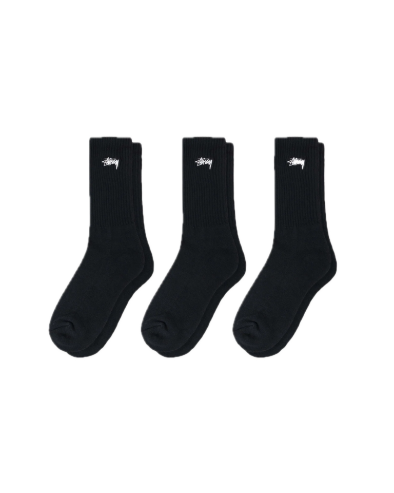 Stussy Stock Crew Socks 3 Pack Black