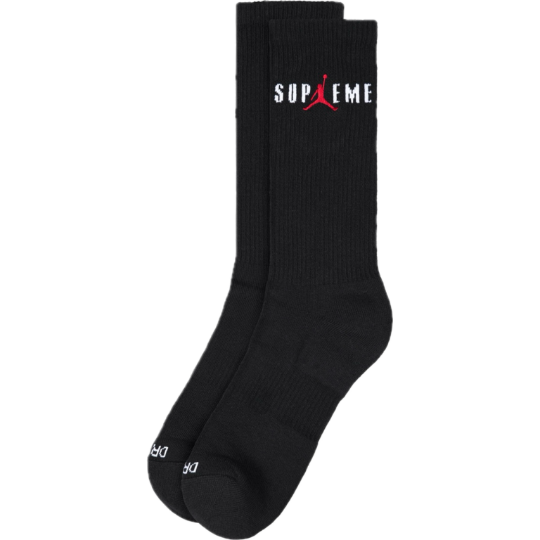 Supreme Jordan Crew Socks Black 2 Pack