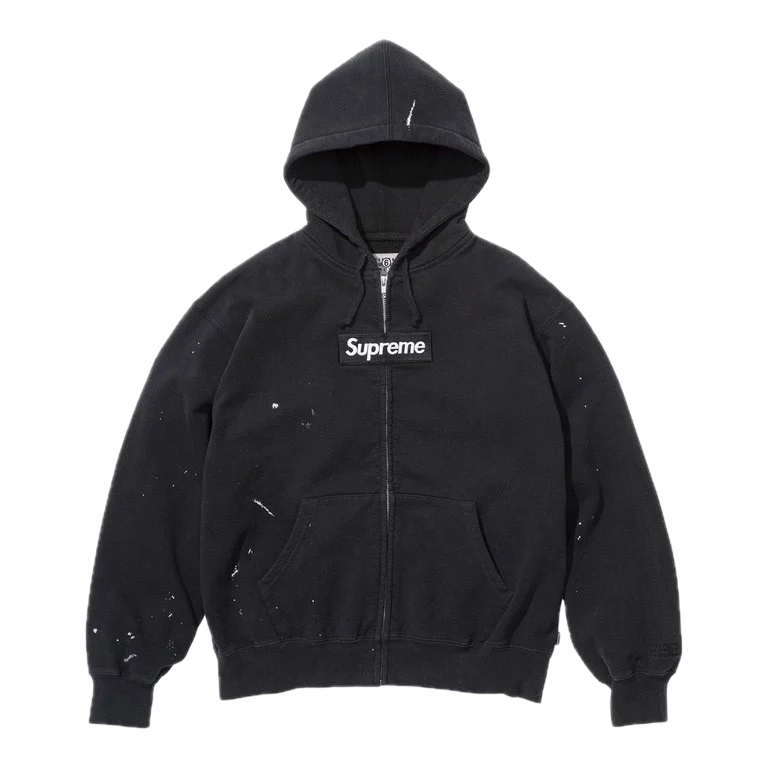 Supreme MM6 Maison Margiela Box Logo Zip Up Hooded Sweatshirt Black