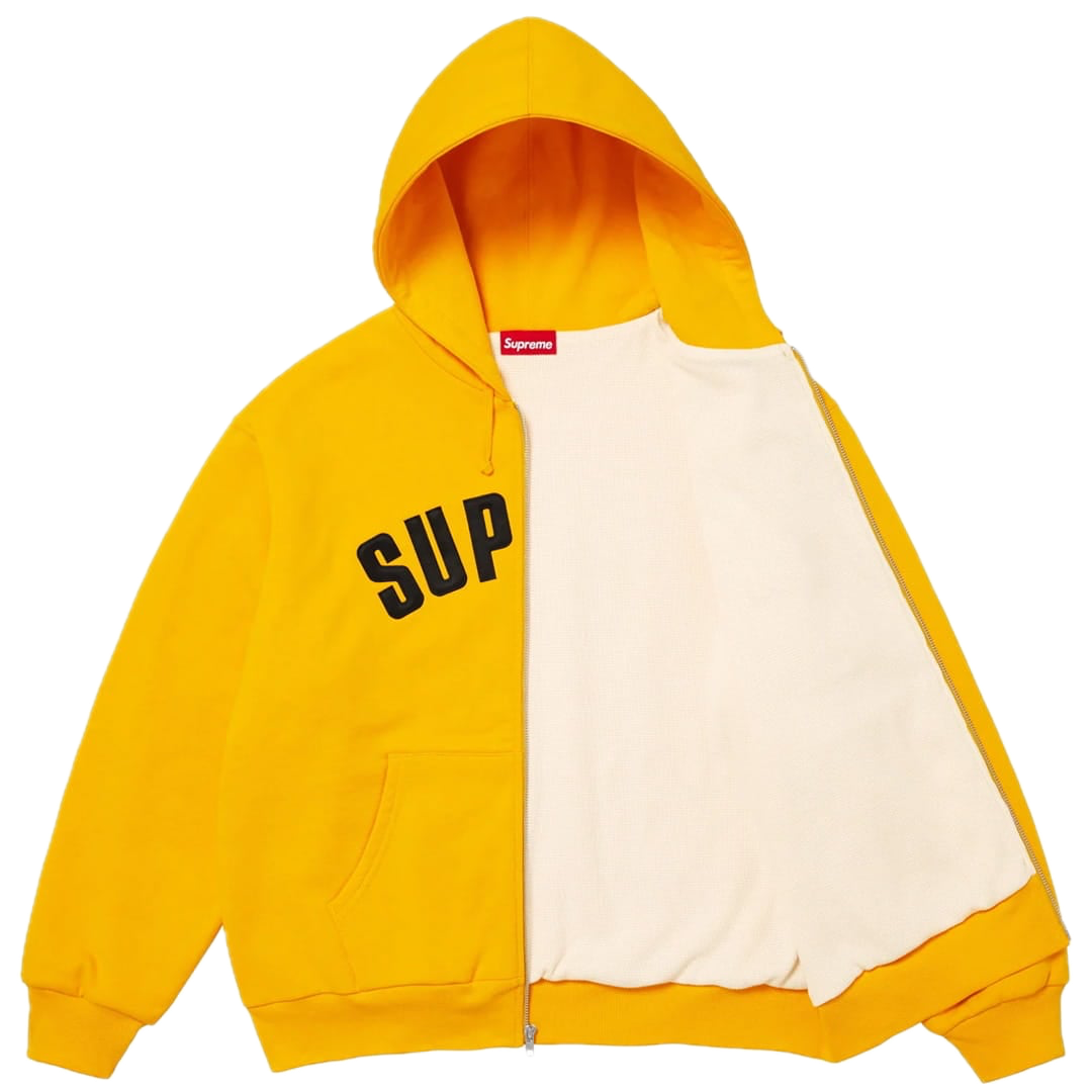 Supreme Arc Thermal Lined Zip Up Hooded Sweatshirt Bright Gold 1