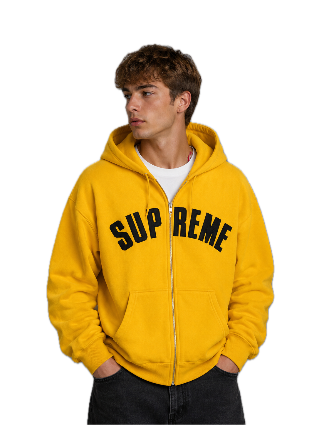 Supreme Arc Thermal Lined Zip Up Hooded Sweatshirt Bright Gold 3