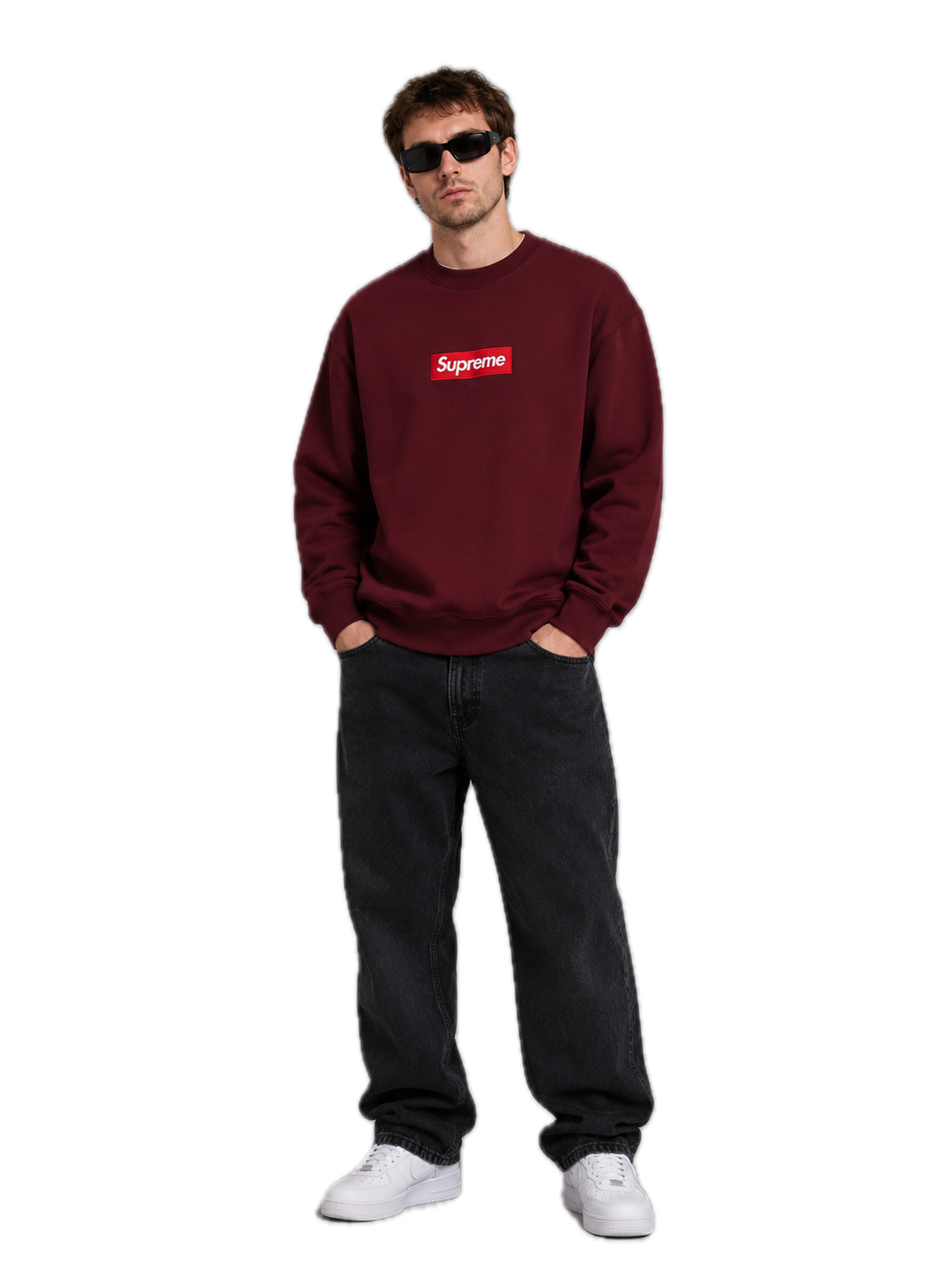 Supreme Box Logo Crewneck Cardinal - Newkicksera.pl
