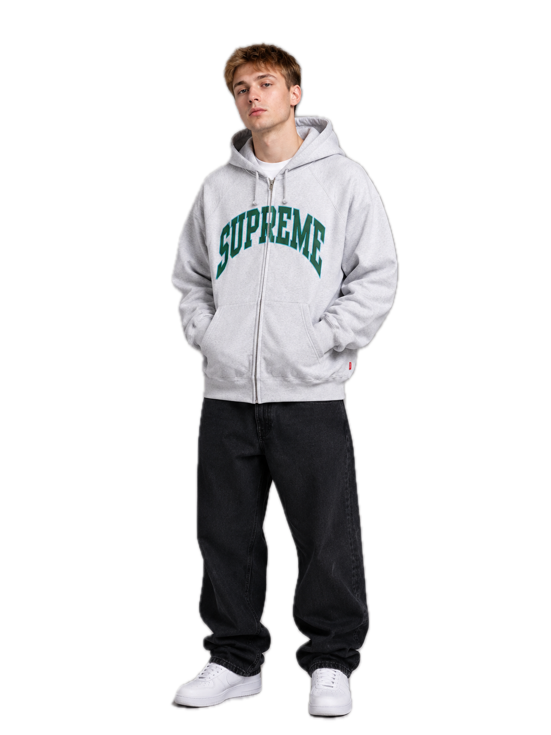Supreme Cracked Raglan Zip Up Hooded Sweatshirt 'Washed Navy'