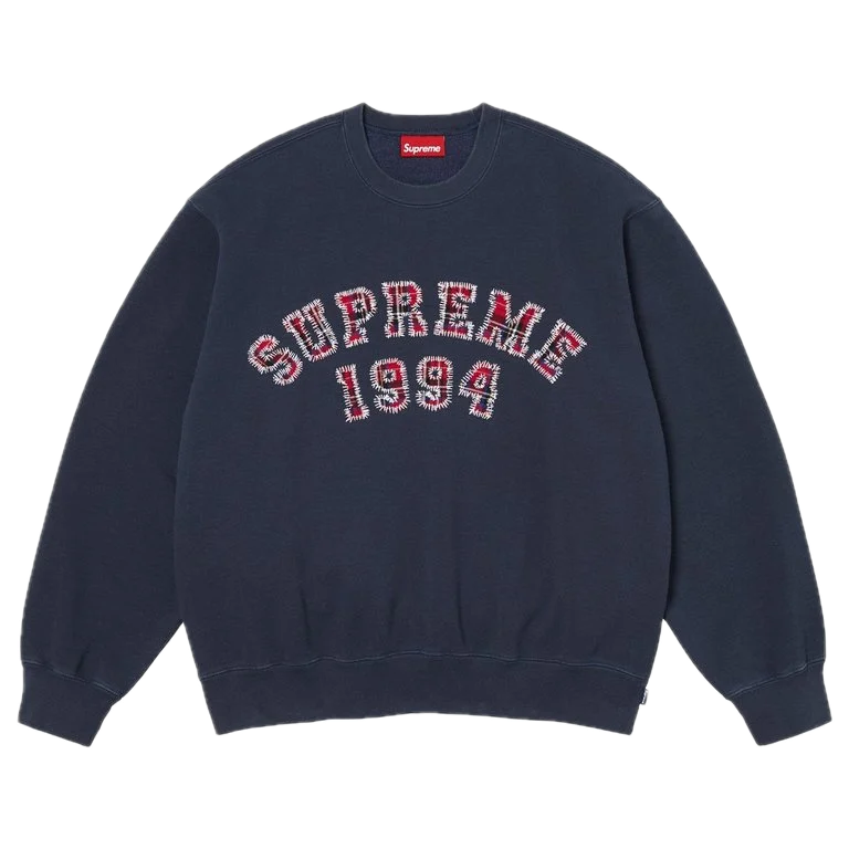 Supreme Plaid Arc Crewneck Navy