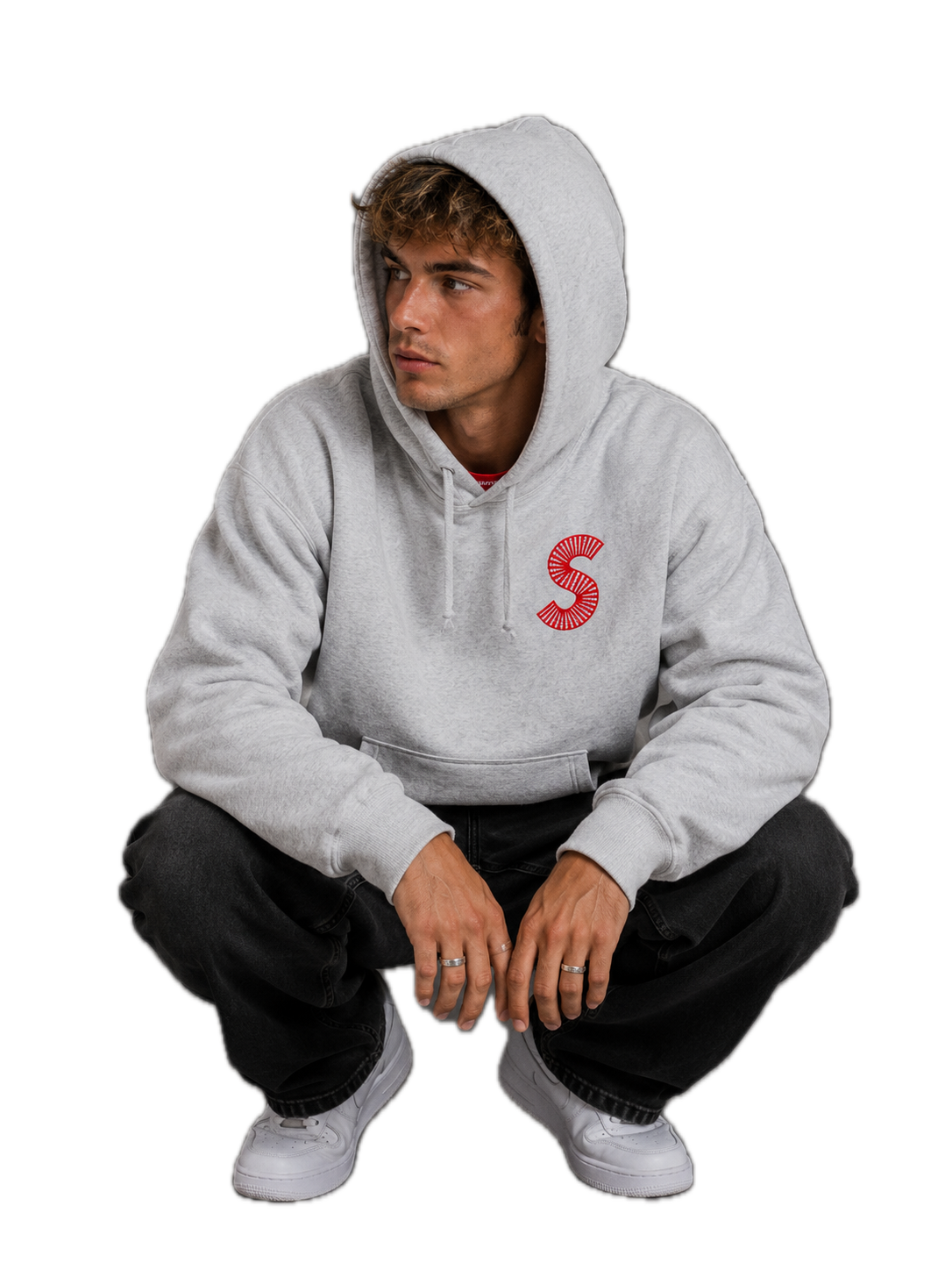 Supreme S Logo Hooded Sweatshirt Heather Grey 2