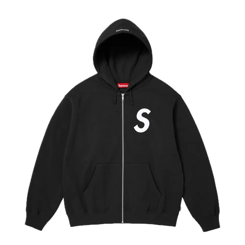 Supreme S Logo Zip Hoodie Black FW25