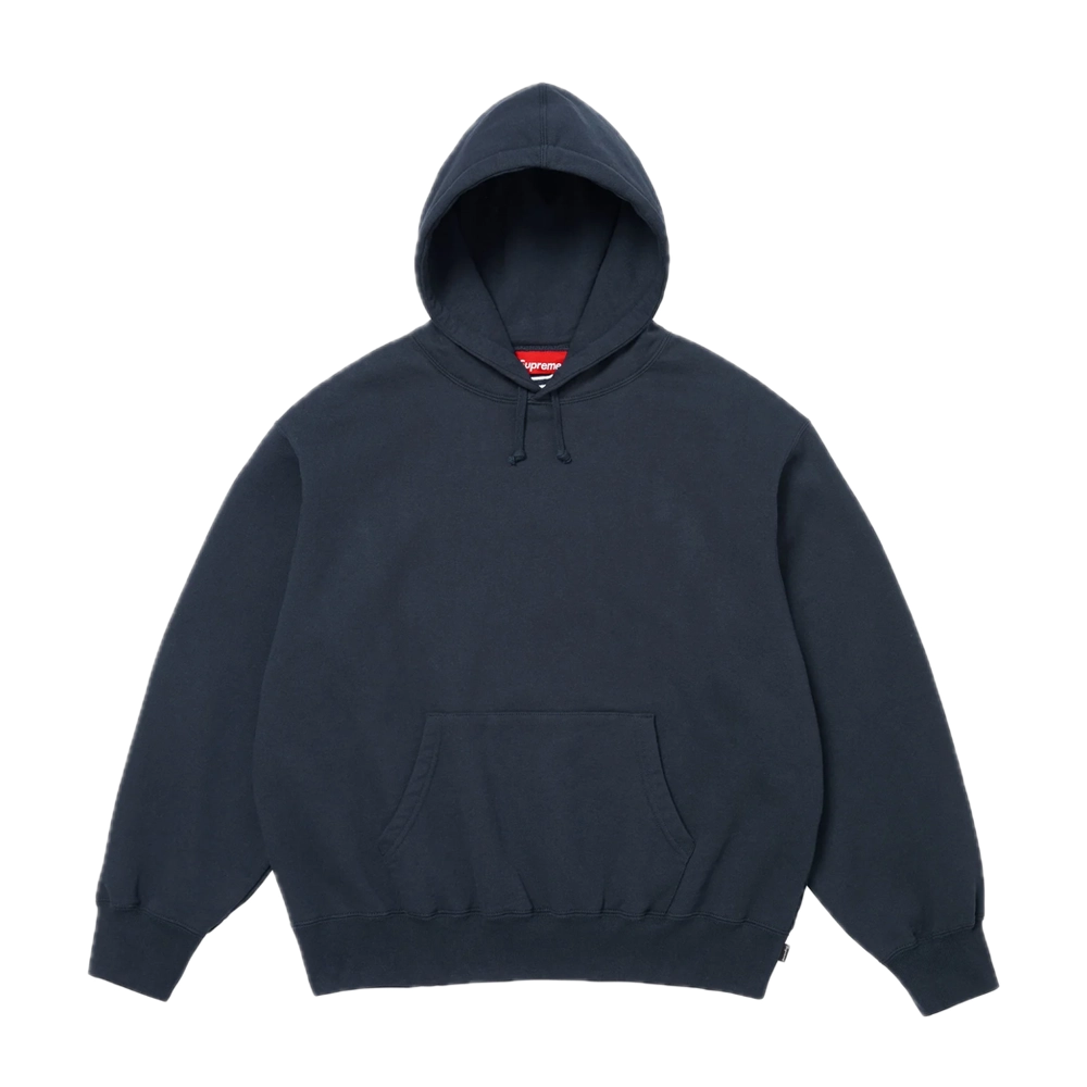 Supreme Satin Appliqué Hooded Sweatshirt 'Navy' 1
