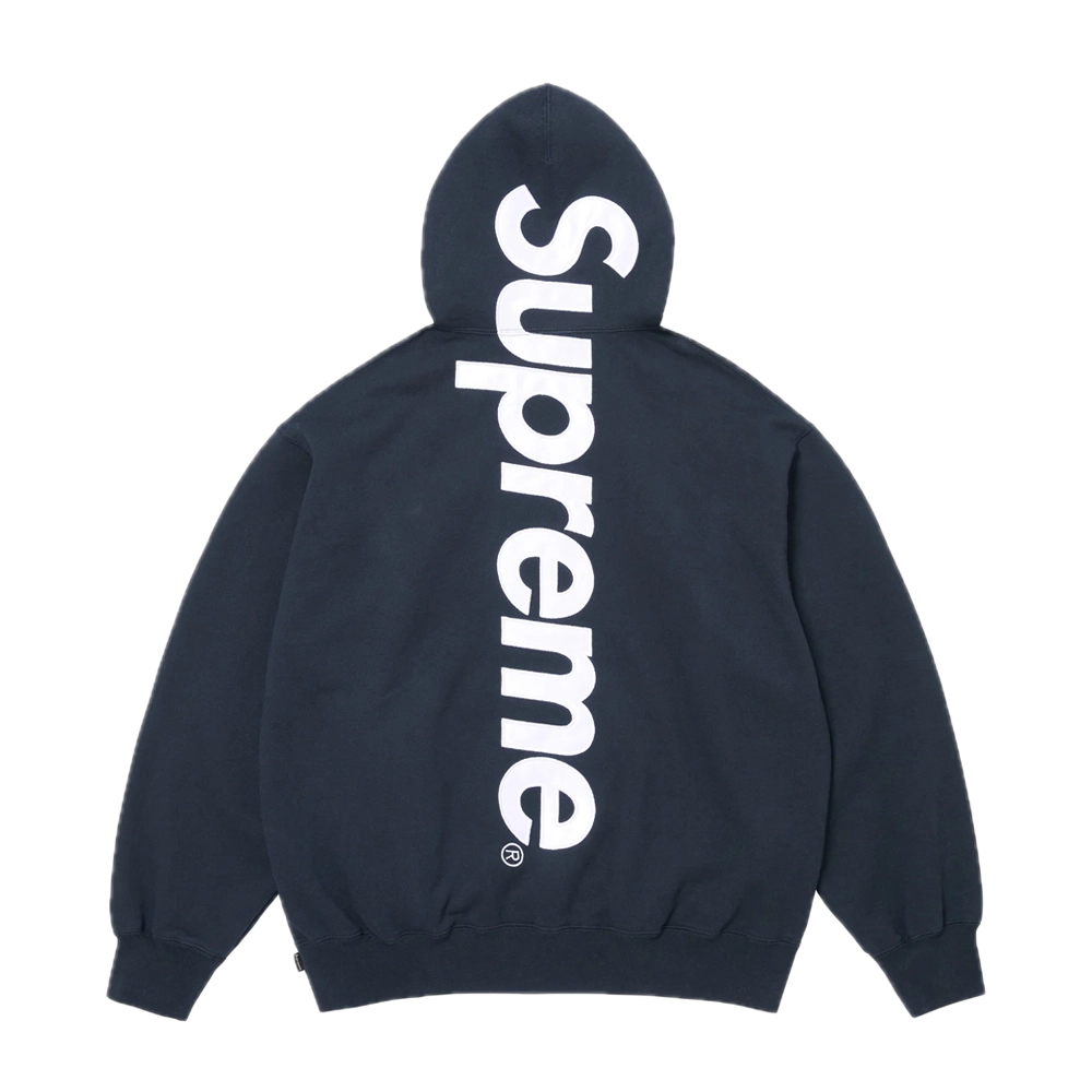 Supreme Satin Appliqué Hooded Sweatshirt 'Navy’ Supreme Satin Appliqué Hooded Sweatshirt 'Navy’