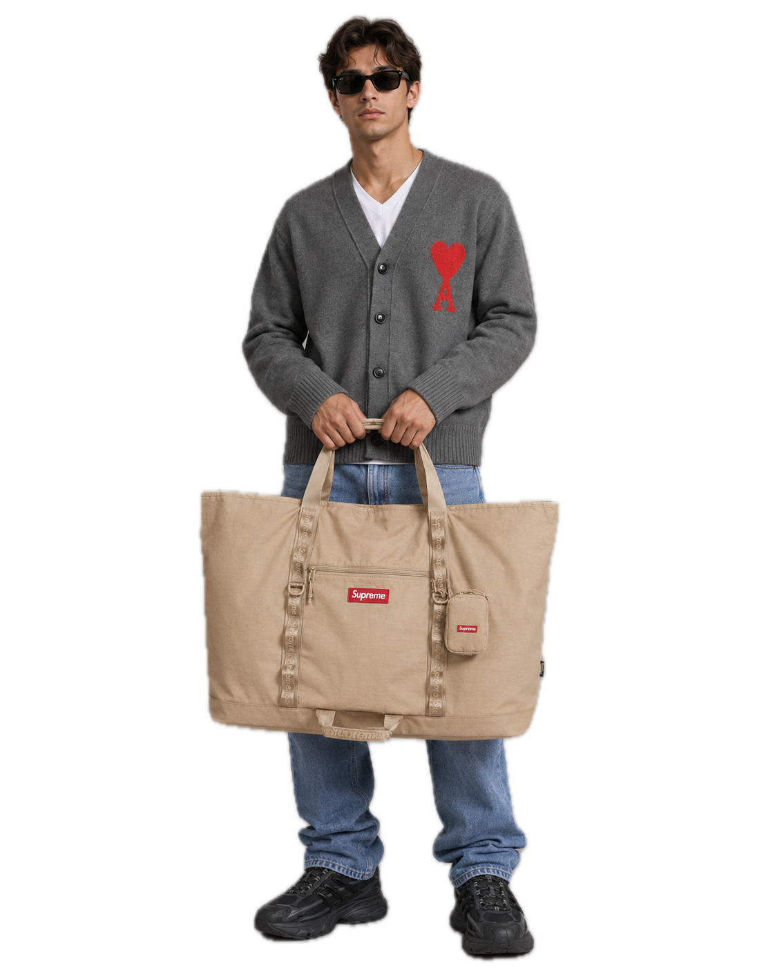 Supreme X-Large Tote Bag + Utility Pouch Tan 4