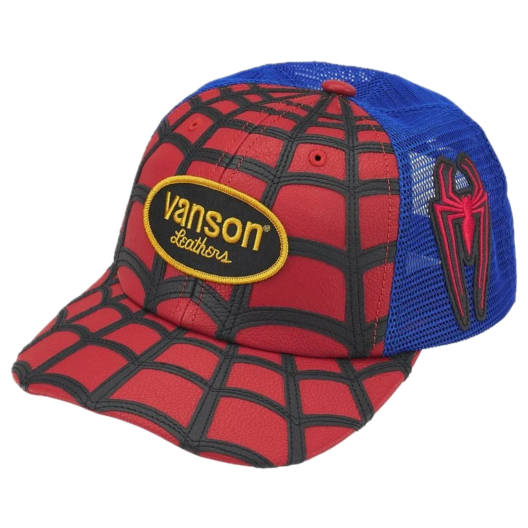 Supreme Vanson Leathers Spider-Man Mesh Back 6-Panel Red