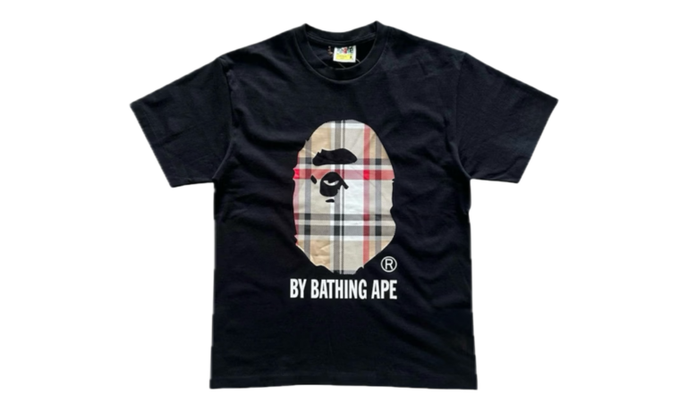 BAPE A Bathing Ape Check by Bathing Tee Black Beige