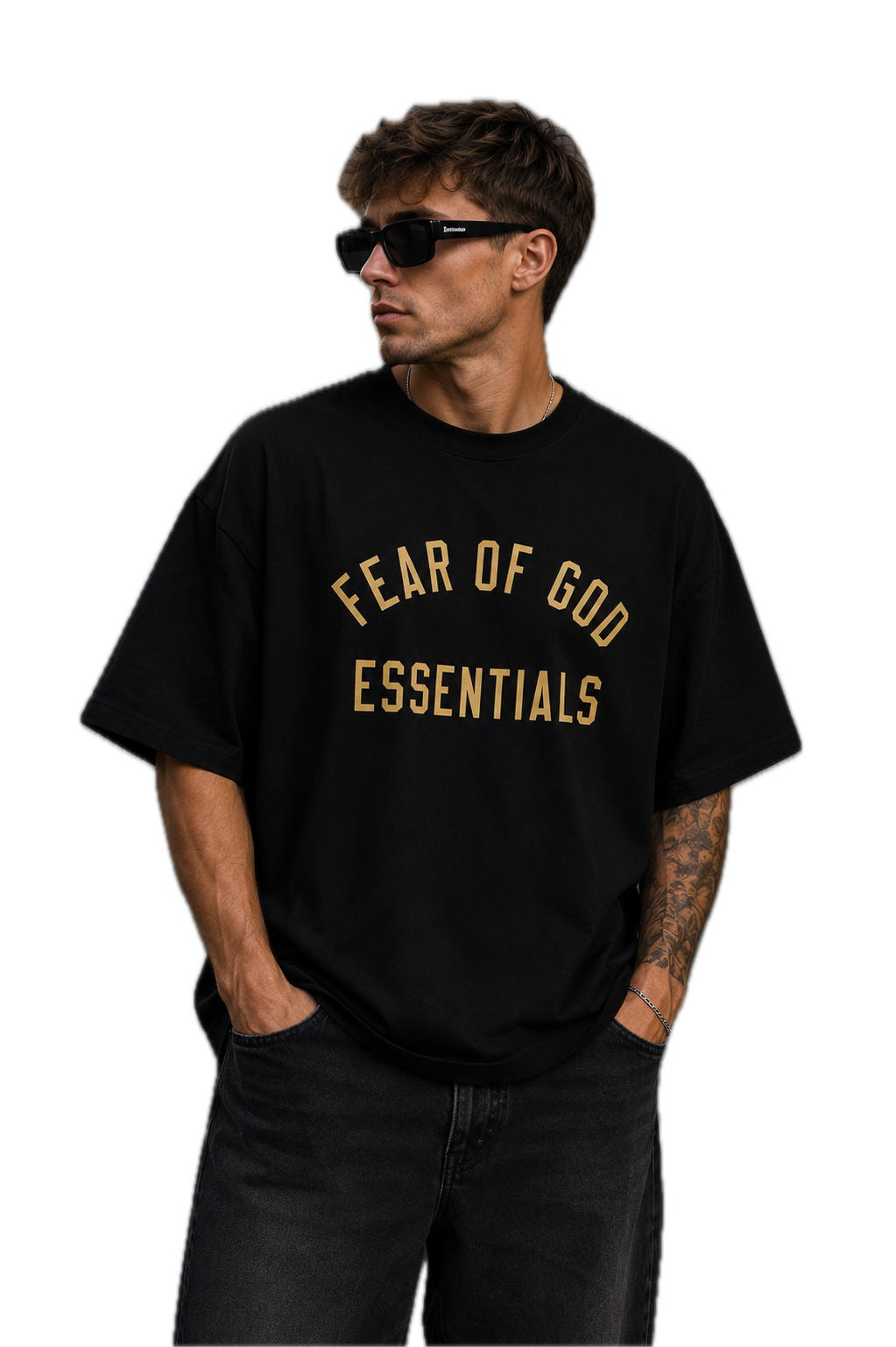 Fear of God Essentials Black Yellow T-Shirt 2