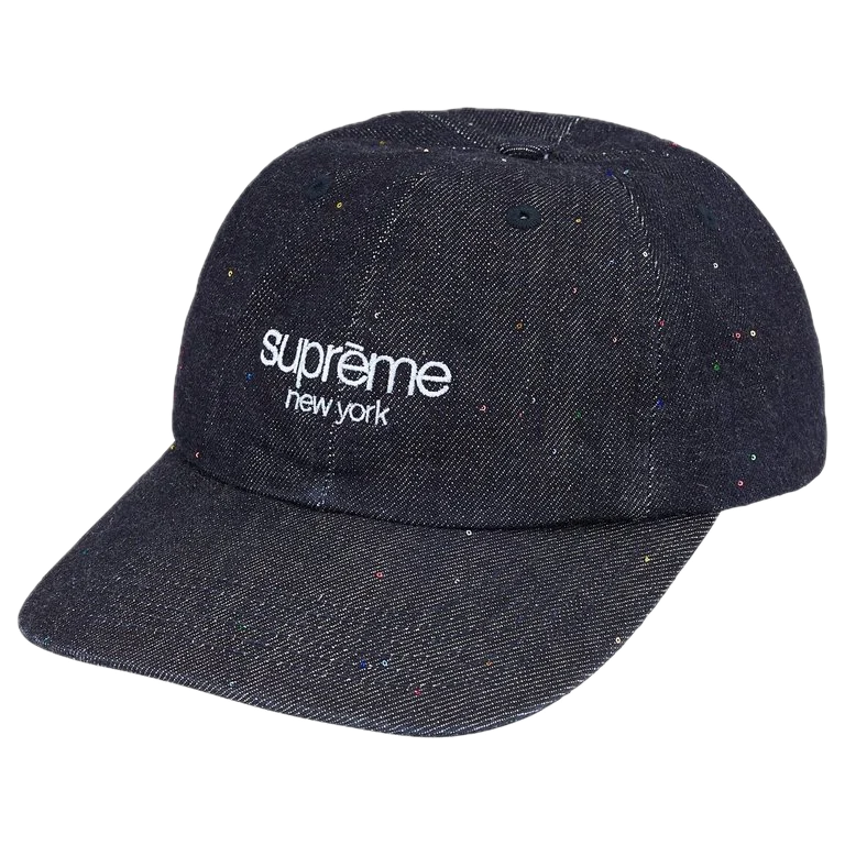 Supreme Sequin Denim Classic Logo 6-Panel Indigo